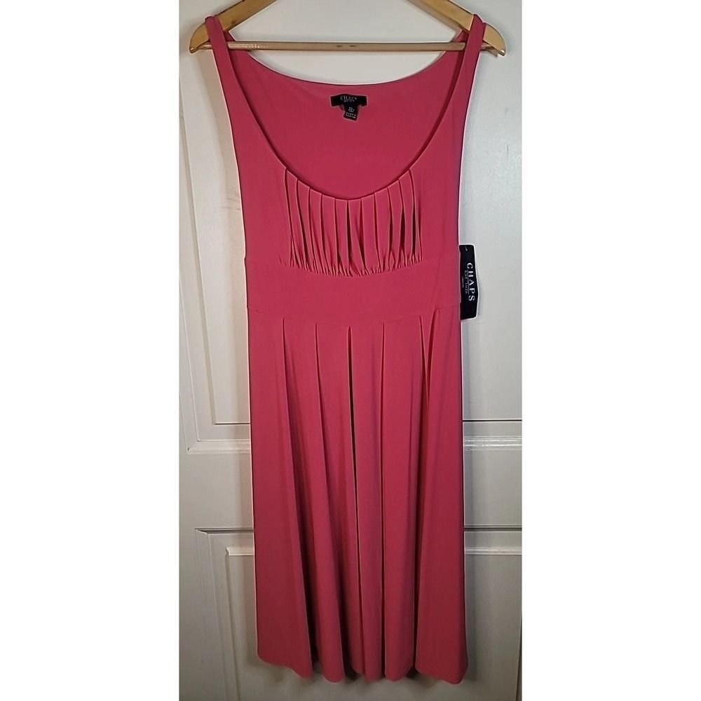 Chaps‎ Fit Flare Dress Sz Extra Large Pink Stretch Wedding Cocktail Casual NWT